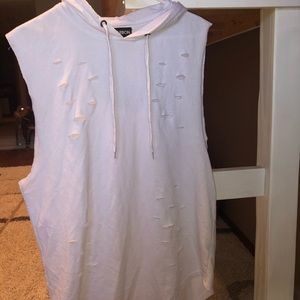 white ripped muscle red including hood